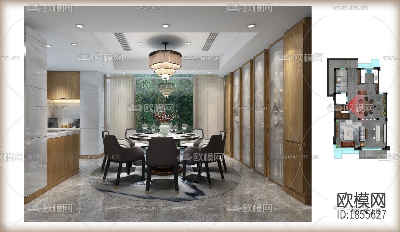 湖州太湖样板间效果图CAD施工图下载（渲染图3）