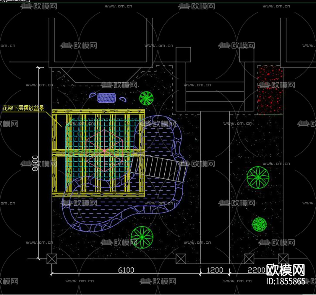 别墅花园cad施工图下载（渲染图3）