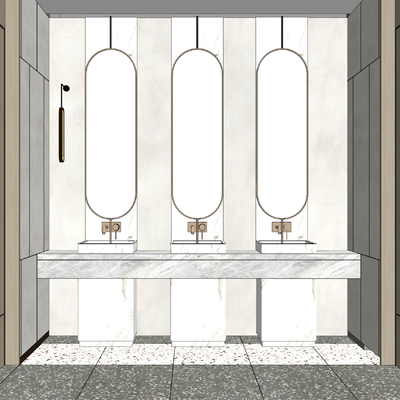  现代公共卫生间su模型 