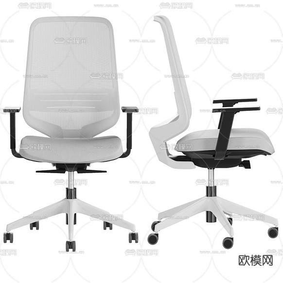 现代职员办公椅3d模型下载(渲染图2)