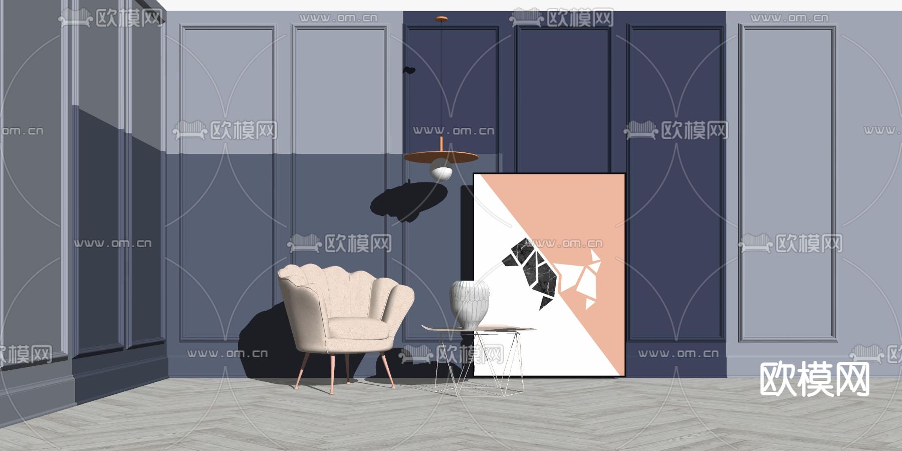 北欧休闲椅su模型下载