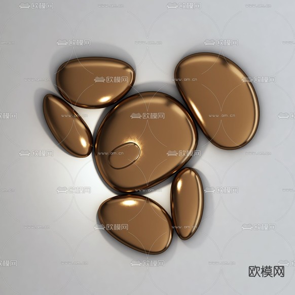 现代金属吸顶灯3d模型下载(渲染图2)