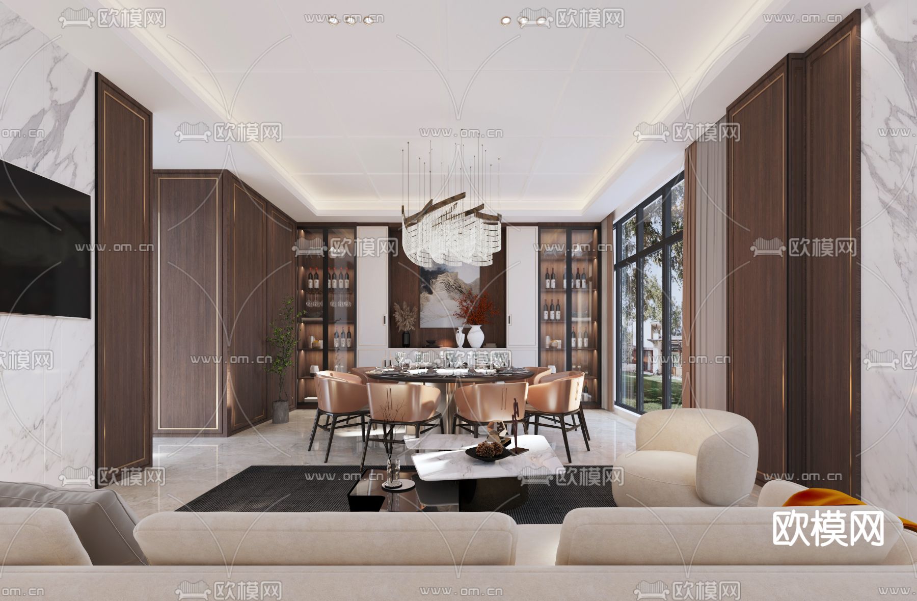 现代餐厅包厢免费3d模型下载