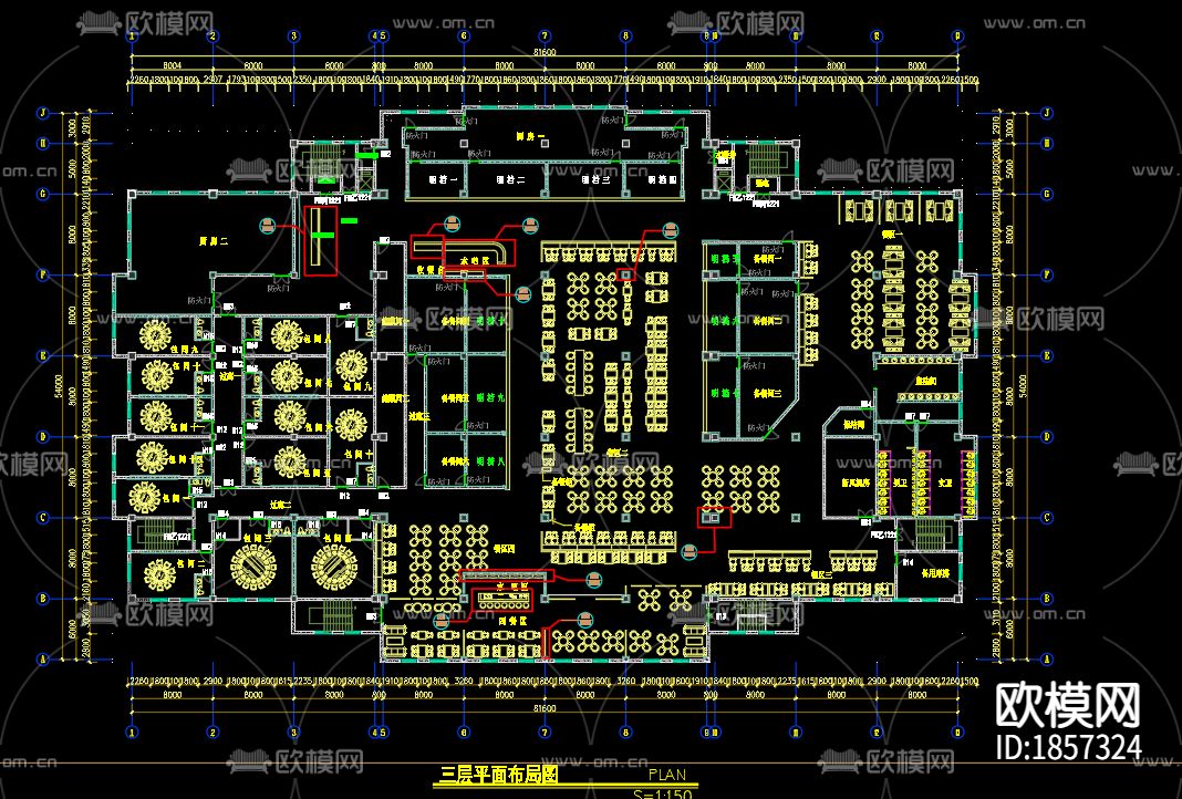 商场美食城cad施工图下载（渲染图3）