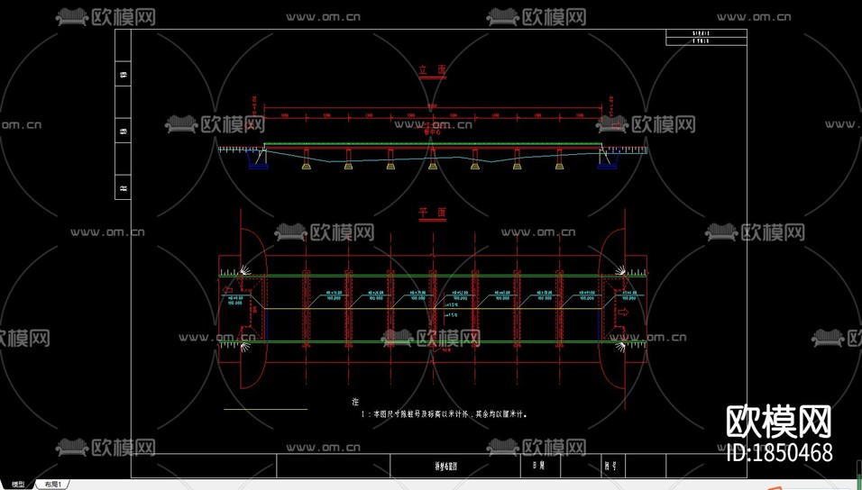 橋梁道橋設(shè)計(jì)全套圖紙下載(渲染圖6)