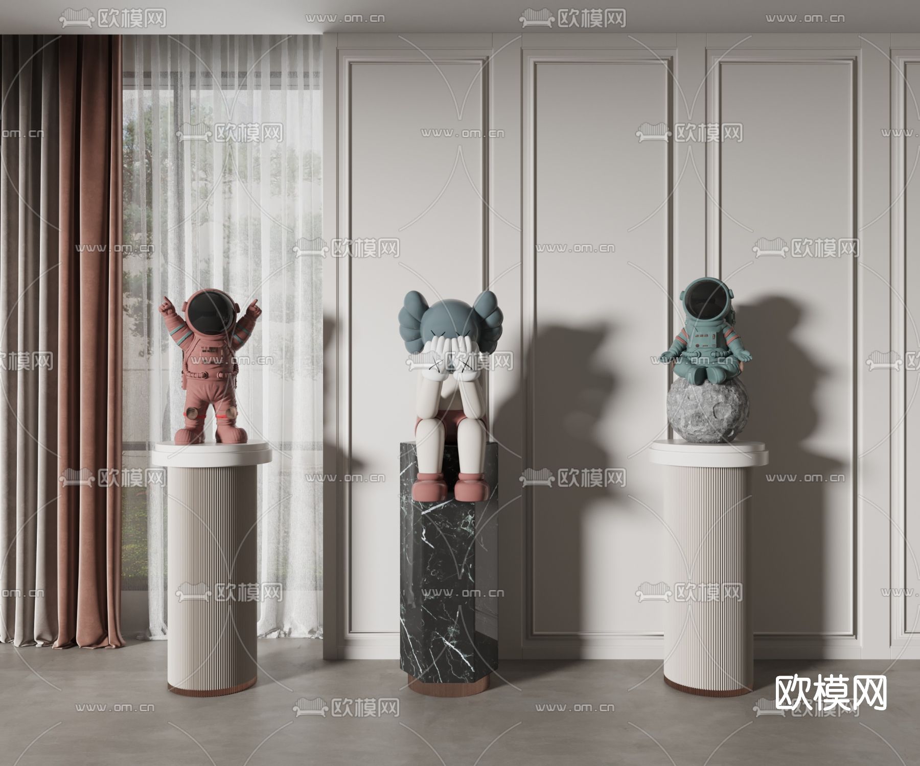 现代玩偶雕塑su模型下载（渲染图1）