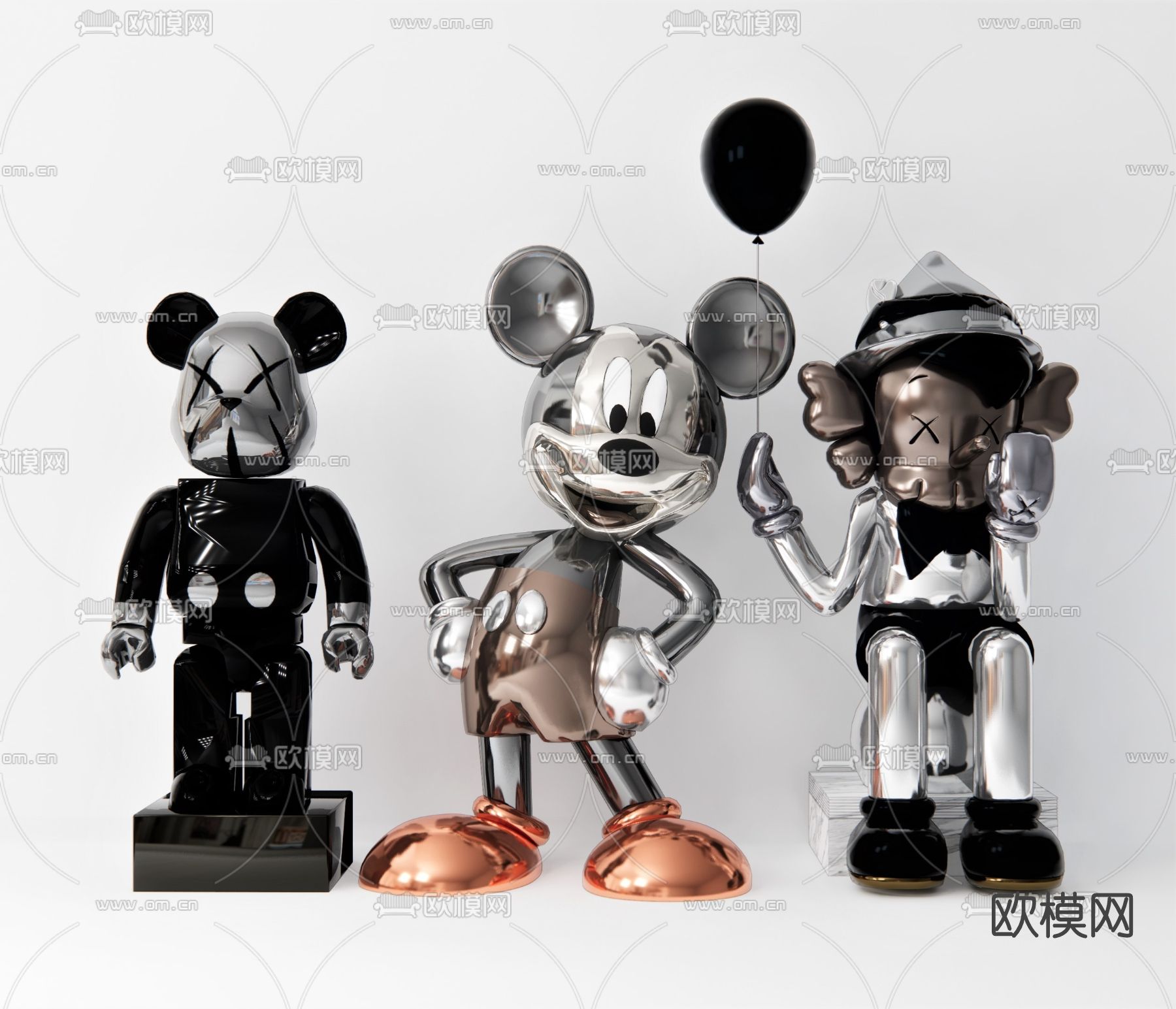 现代潮玩摆件su模型下载（渲染图1）