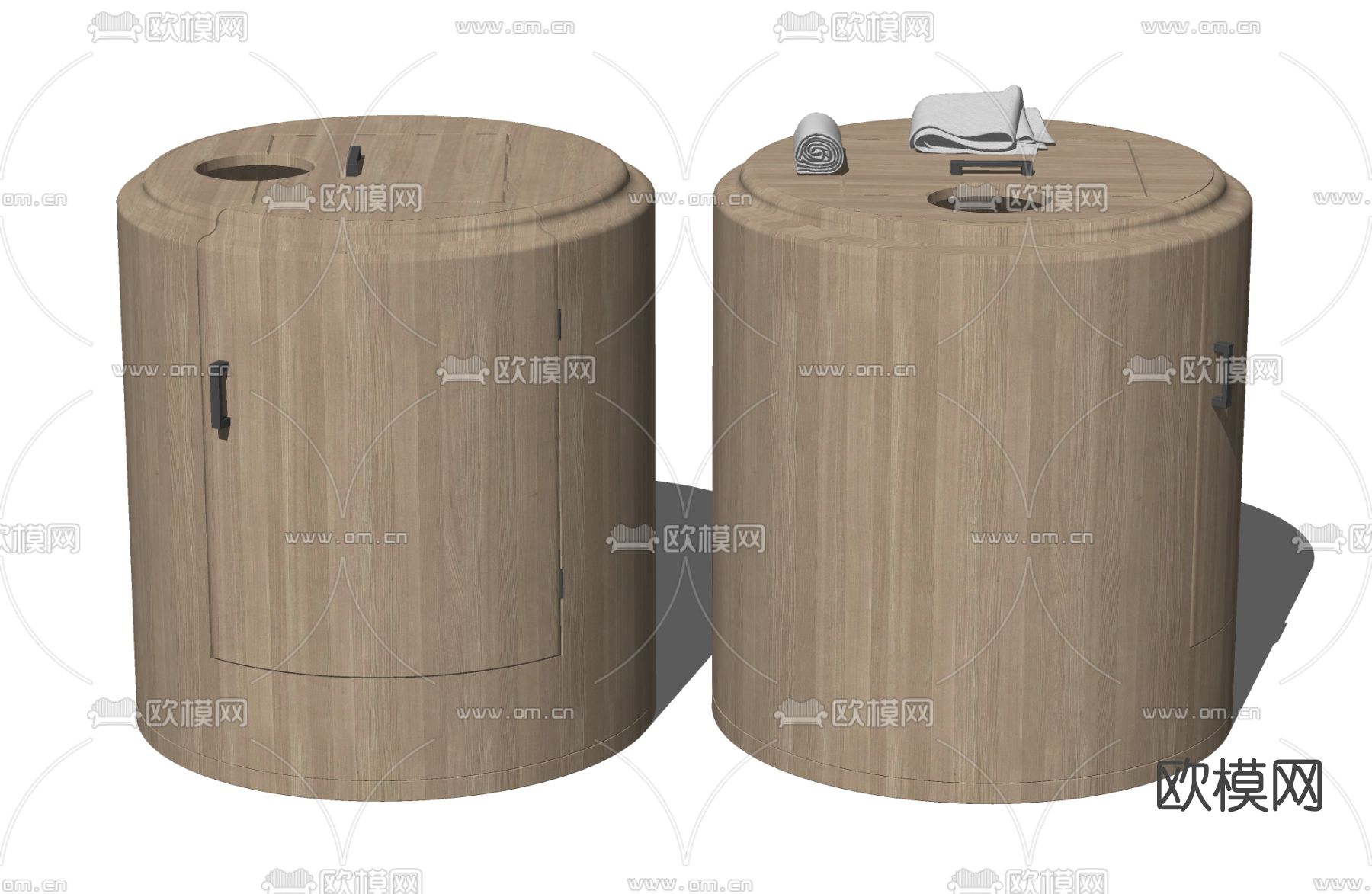 中式浴桶汗蒸桶su模型下载（渲染图2）