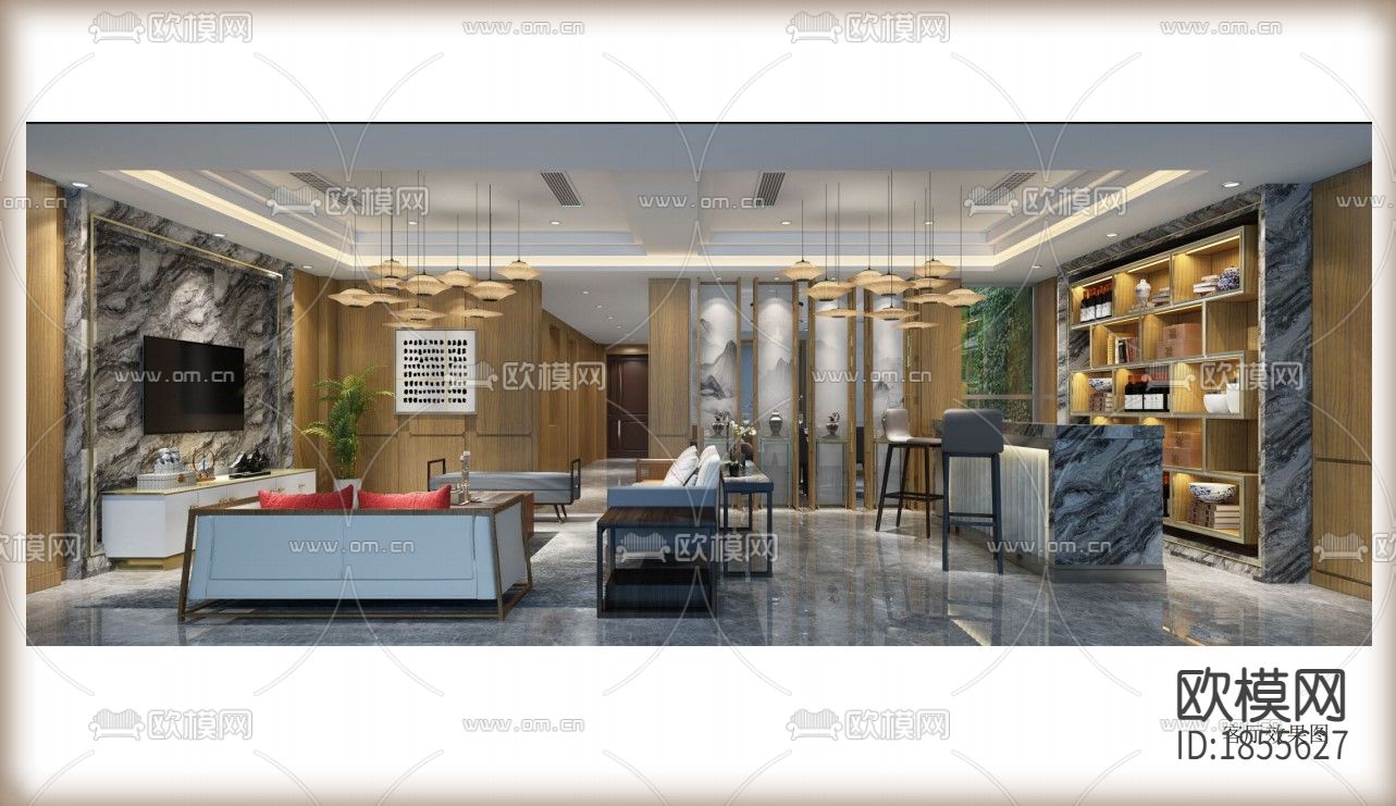 湖州太湖样板间效果图CAD施工图下载（渲染图4）