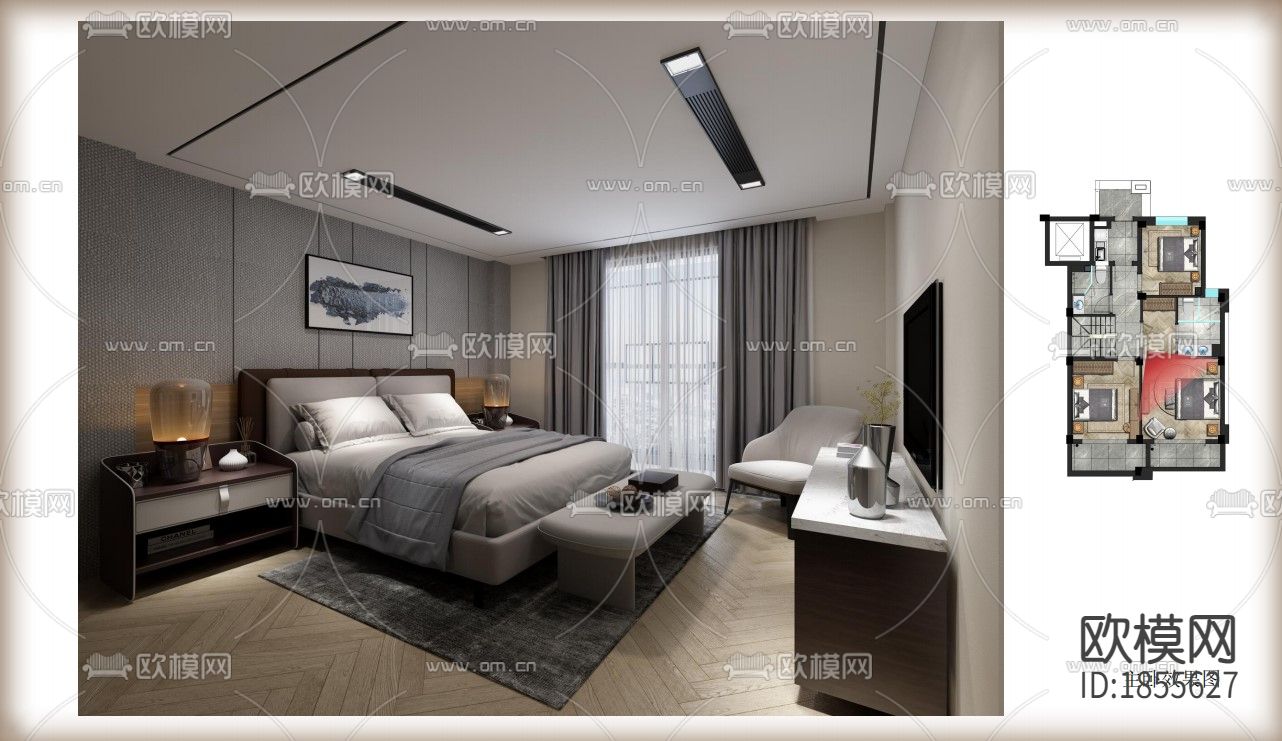 湖州太湖样板间效果图CAD施工图下载（渲染图2）