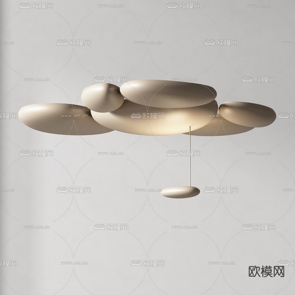 现代金属吸顶灯3d模型下载(渲染图5)
