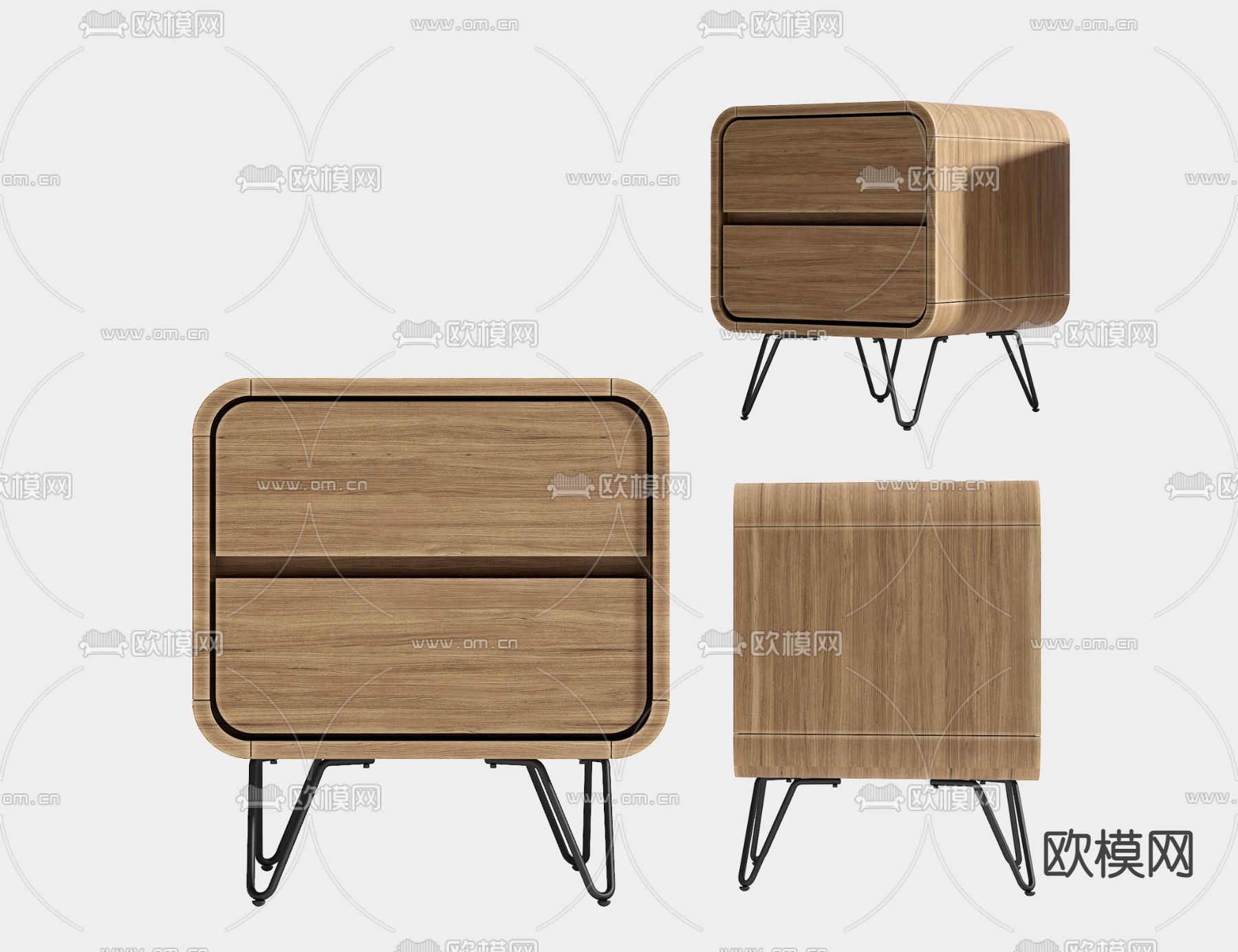 北欧原木床头柜3d模型下载