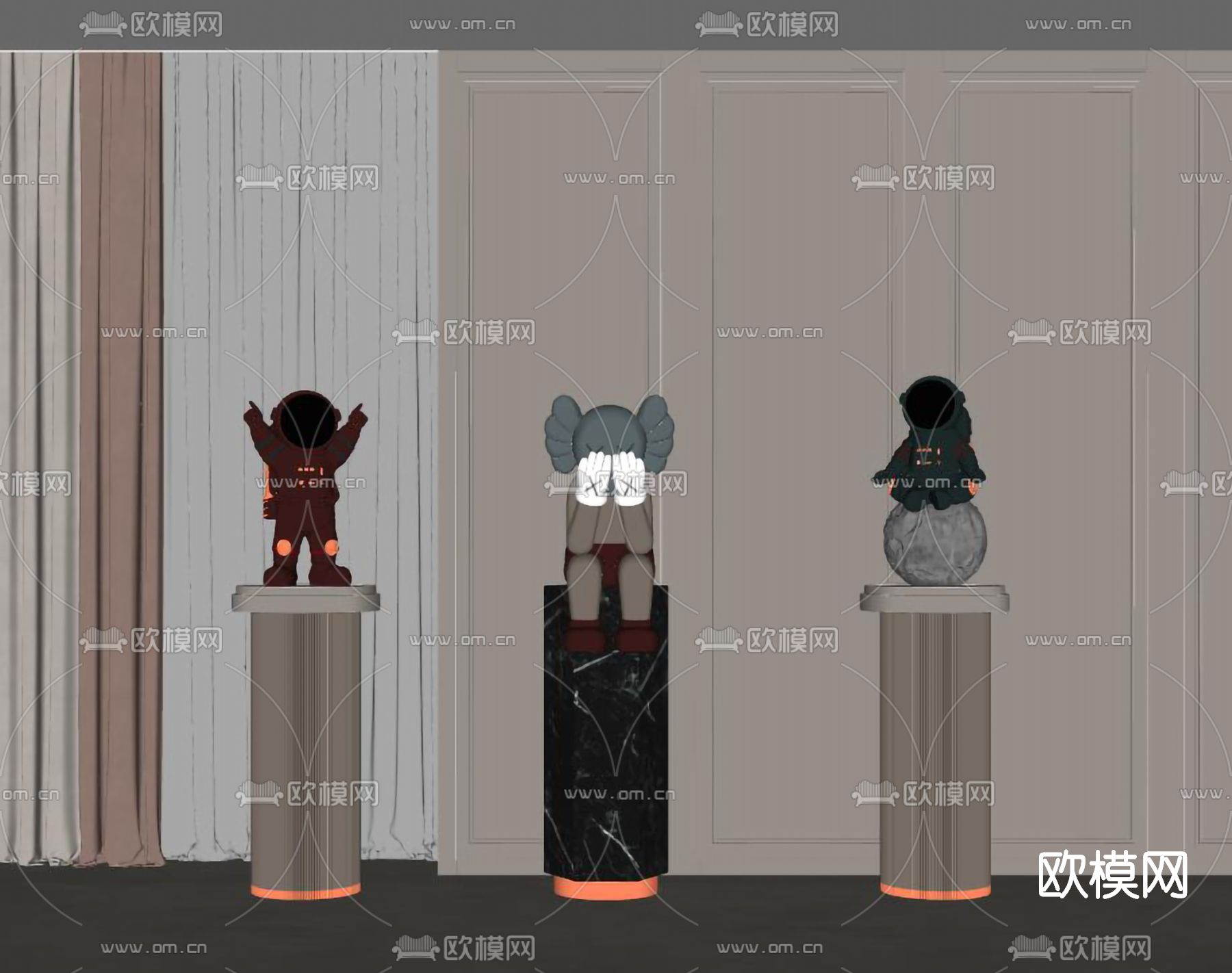 现代玩偶雕塑su模型下载（渲染图2）