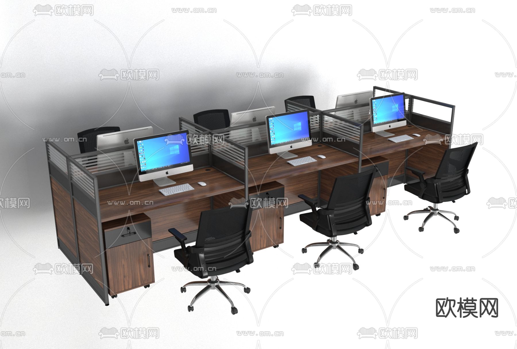 现代办公屏风卡位免费3d模型下载