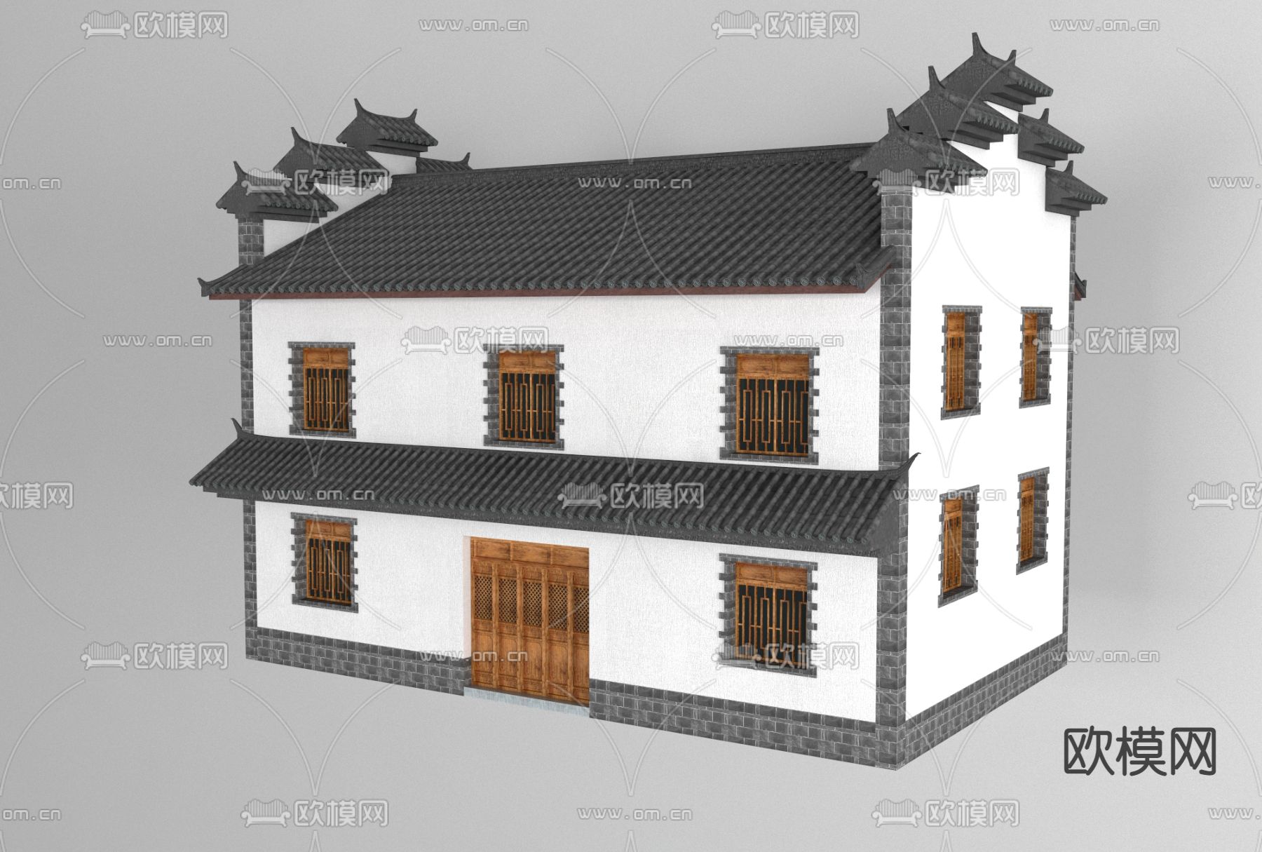 中式古建房屋免费3d模型下载