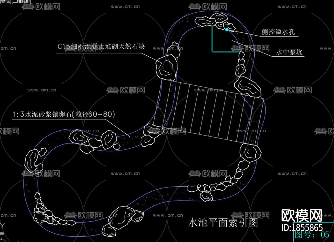 别墅花园cad施工图下载（渲染图2）
