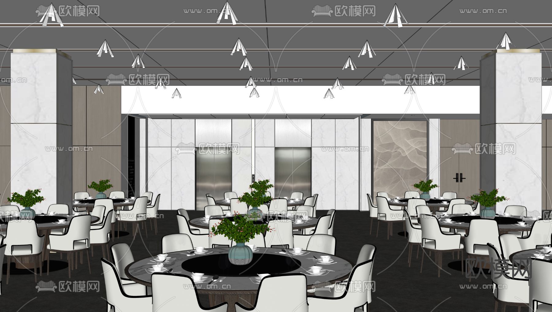 现代中餐厅su模型下载（渲染图3）