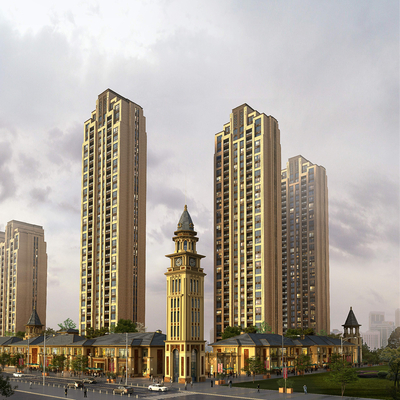  欧式住宅商业街su模型 