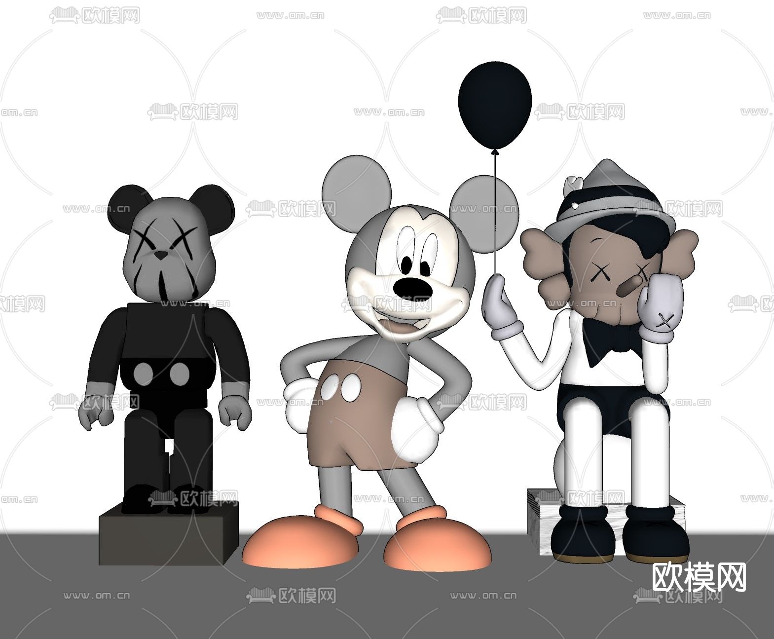 现代潮玩摆件su模型下载（渲染图2）