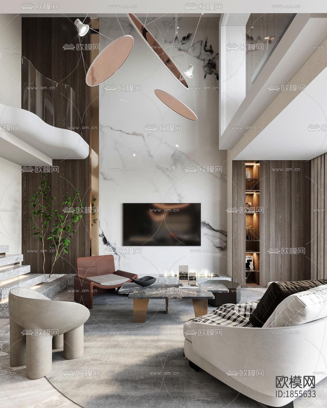 【蓝山久悦现代轻奢别墅】PPT方案+效果图+施工图-免费3dmax模型库-欧模网