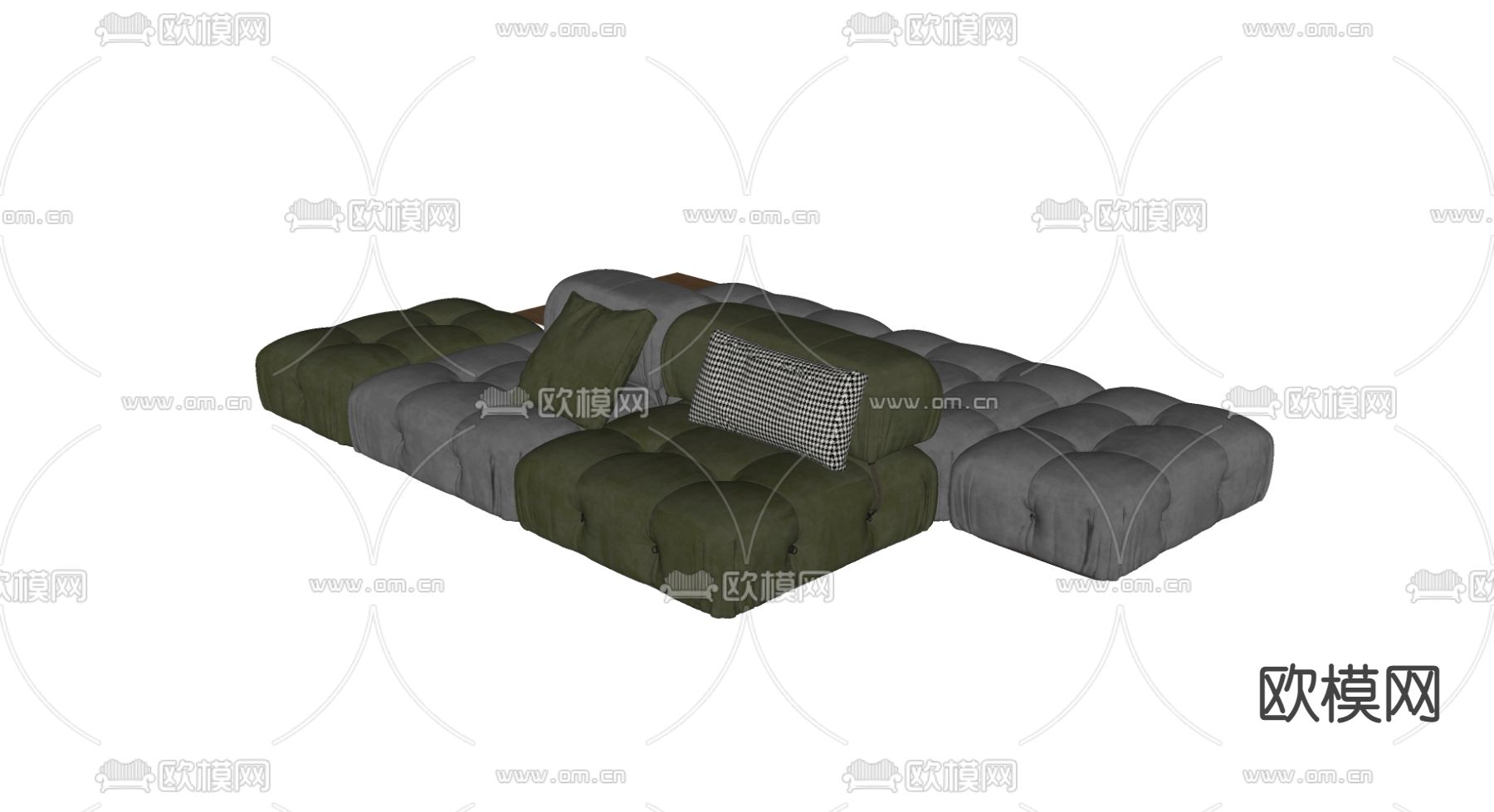 北欧多人沙发su模型下载（渲染图3）