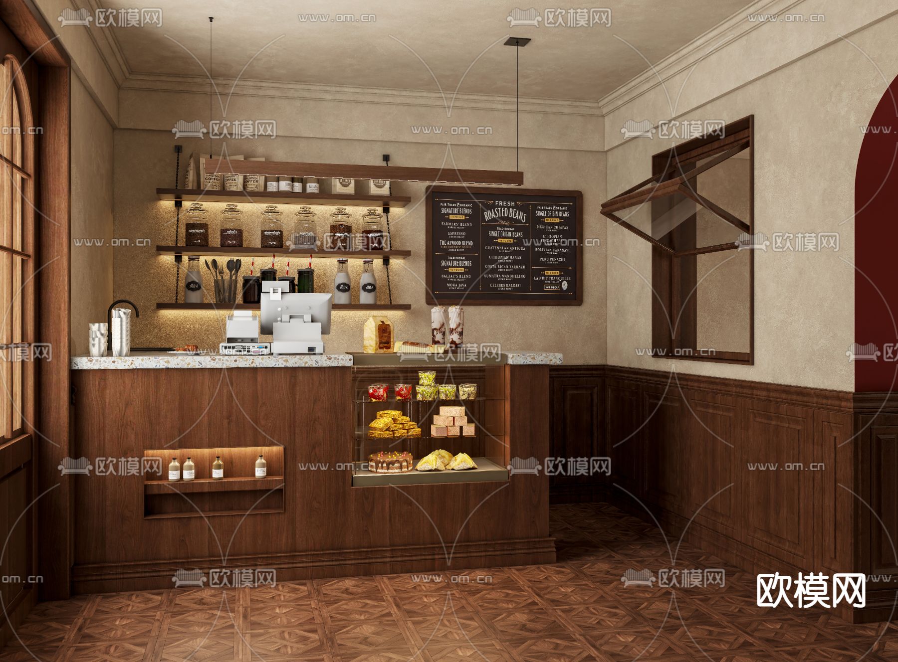 美式咖啡厅免费3d模型下载
