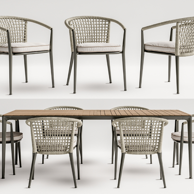  现代户外桌椅su模型 