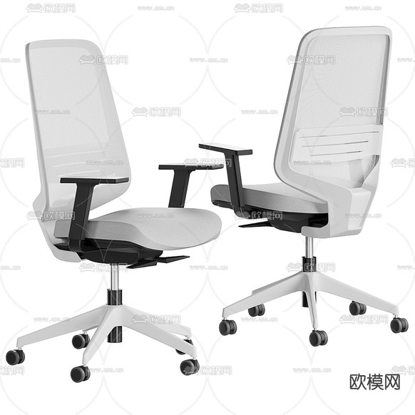 现代职员办公椅3d模型下载(渲染图1)