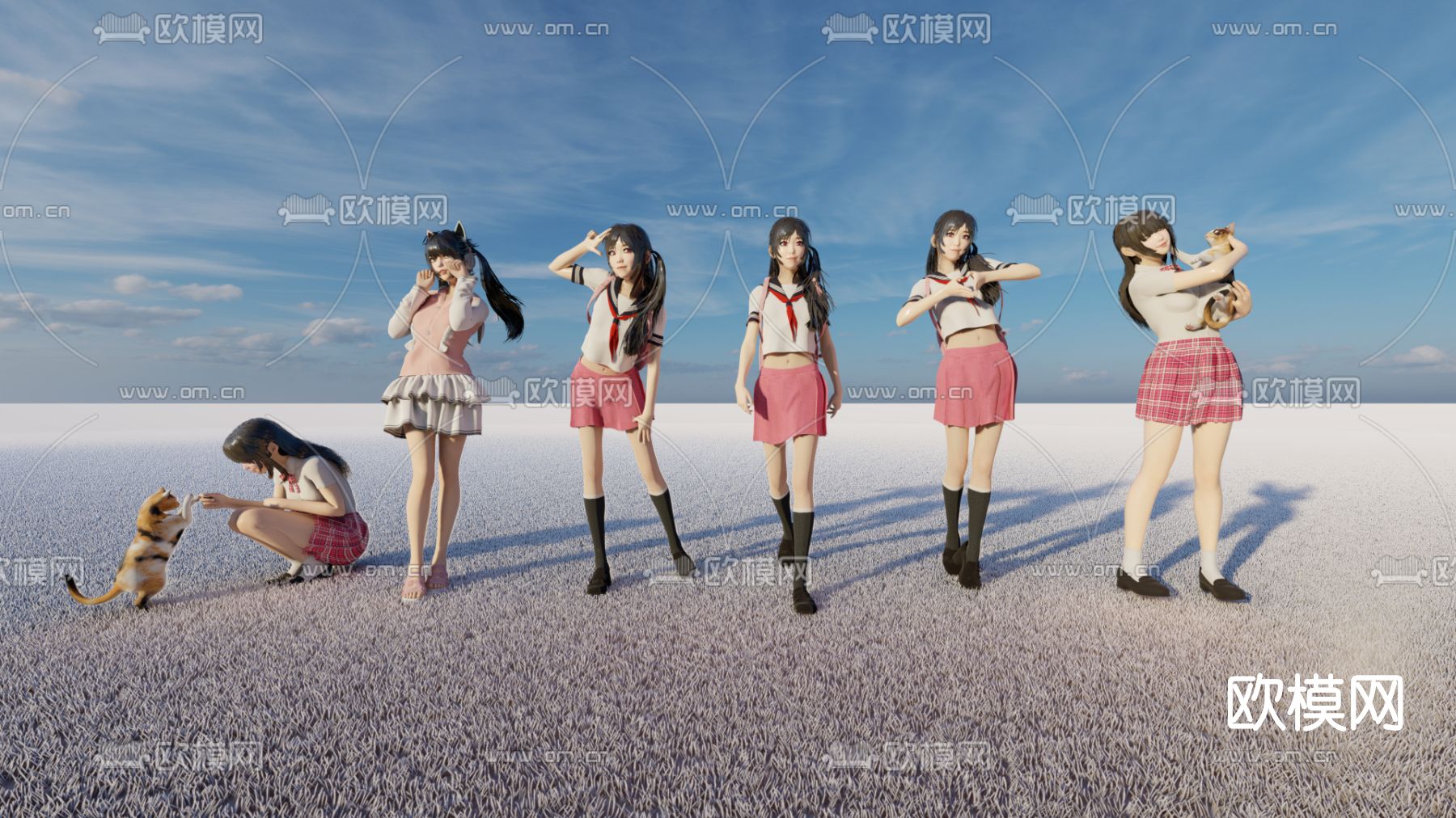 现代美女人物su模型下载（渲染图1）