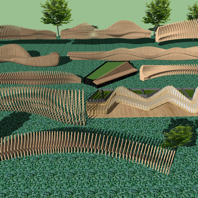  现代景观休闲户外异形座椅su模型 