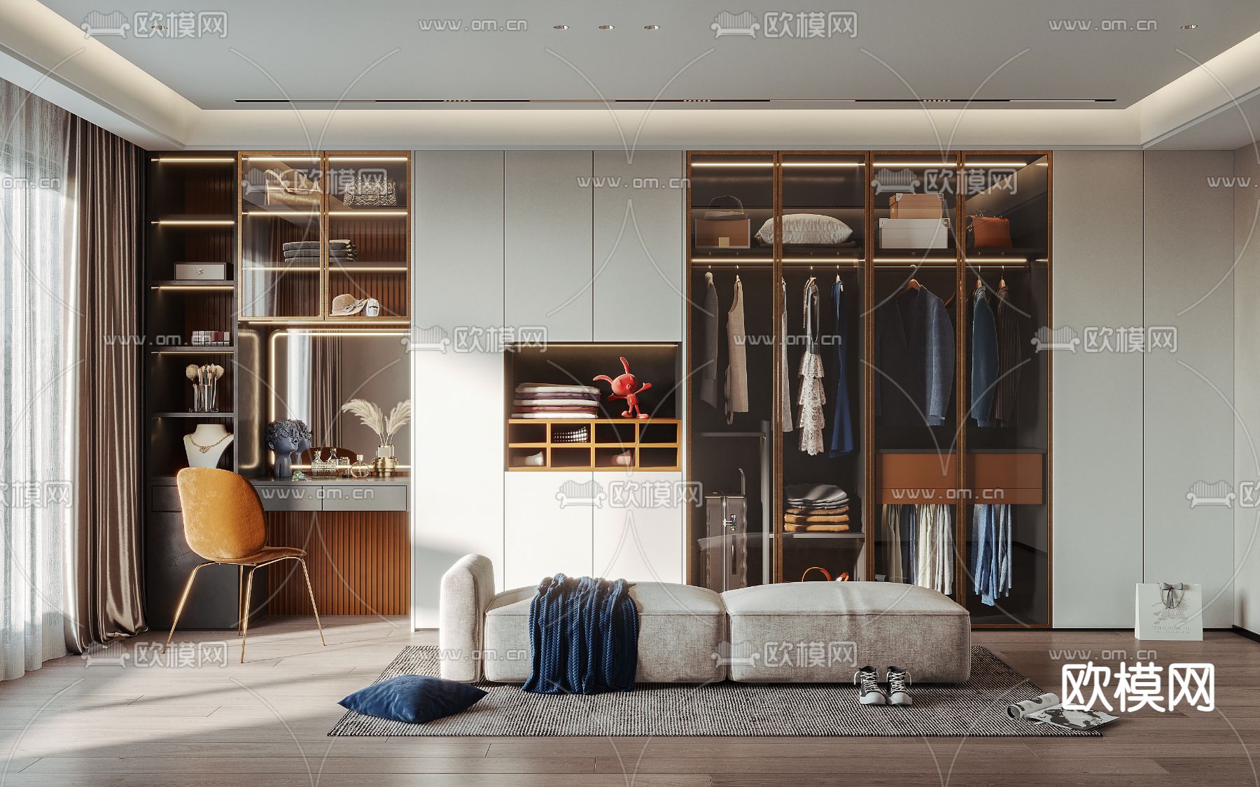 现代衣帽间3d模型下载