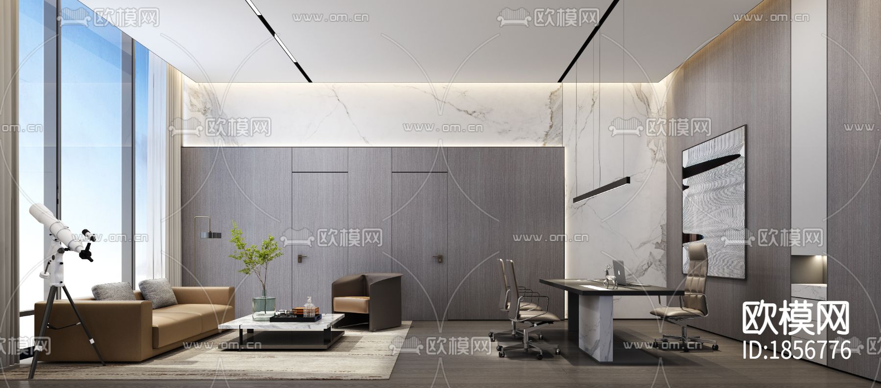 恒荣立方中心17F煌壹商管cad施工图下载（渲染图4）