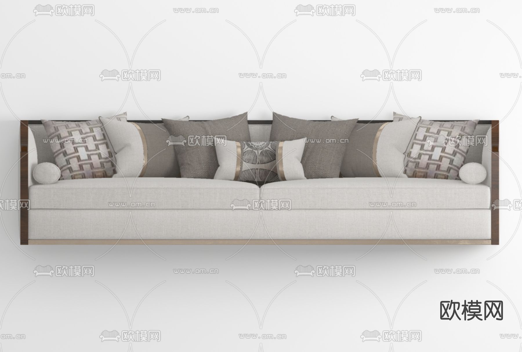 新中式布艺双人沙发免费3d模型下载