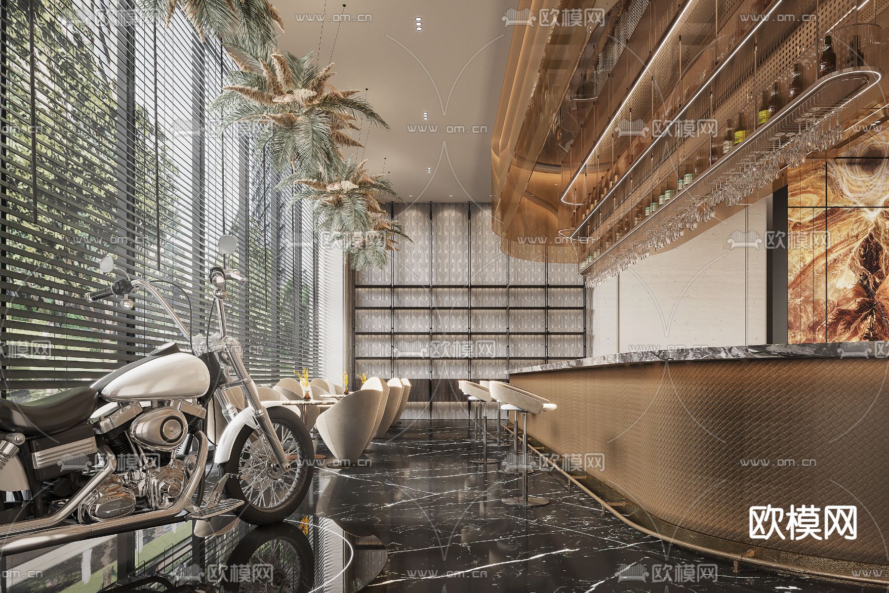 现代音乐餐吧酒吧3d模型下载