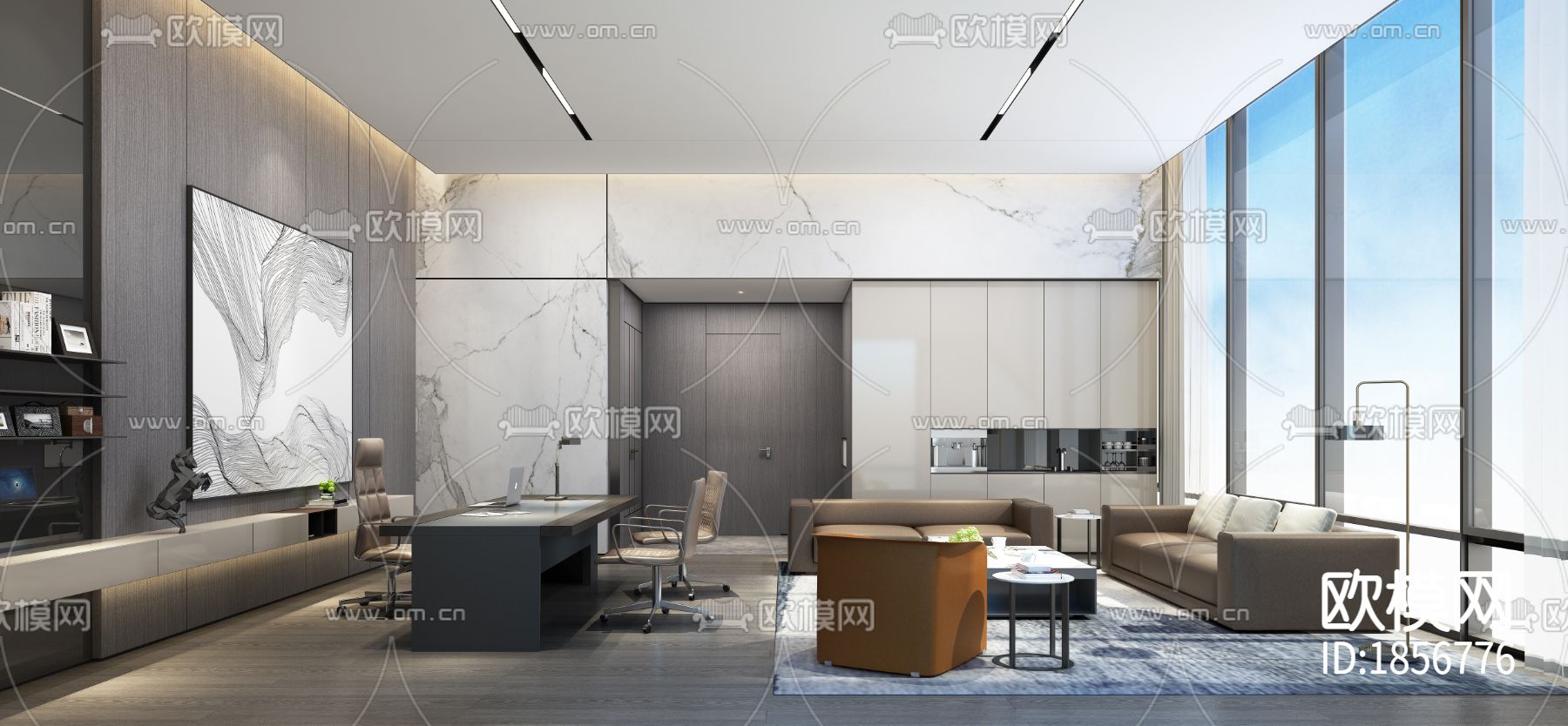 恒荣立方中心17F煌壹商管cad施工图下载（渲染图6）