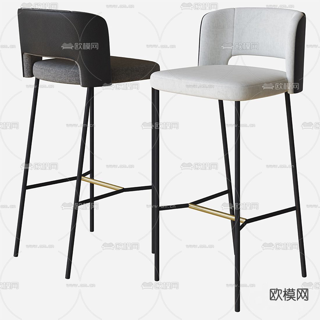 现代吧台椅3d模型下载（渲染图1）