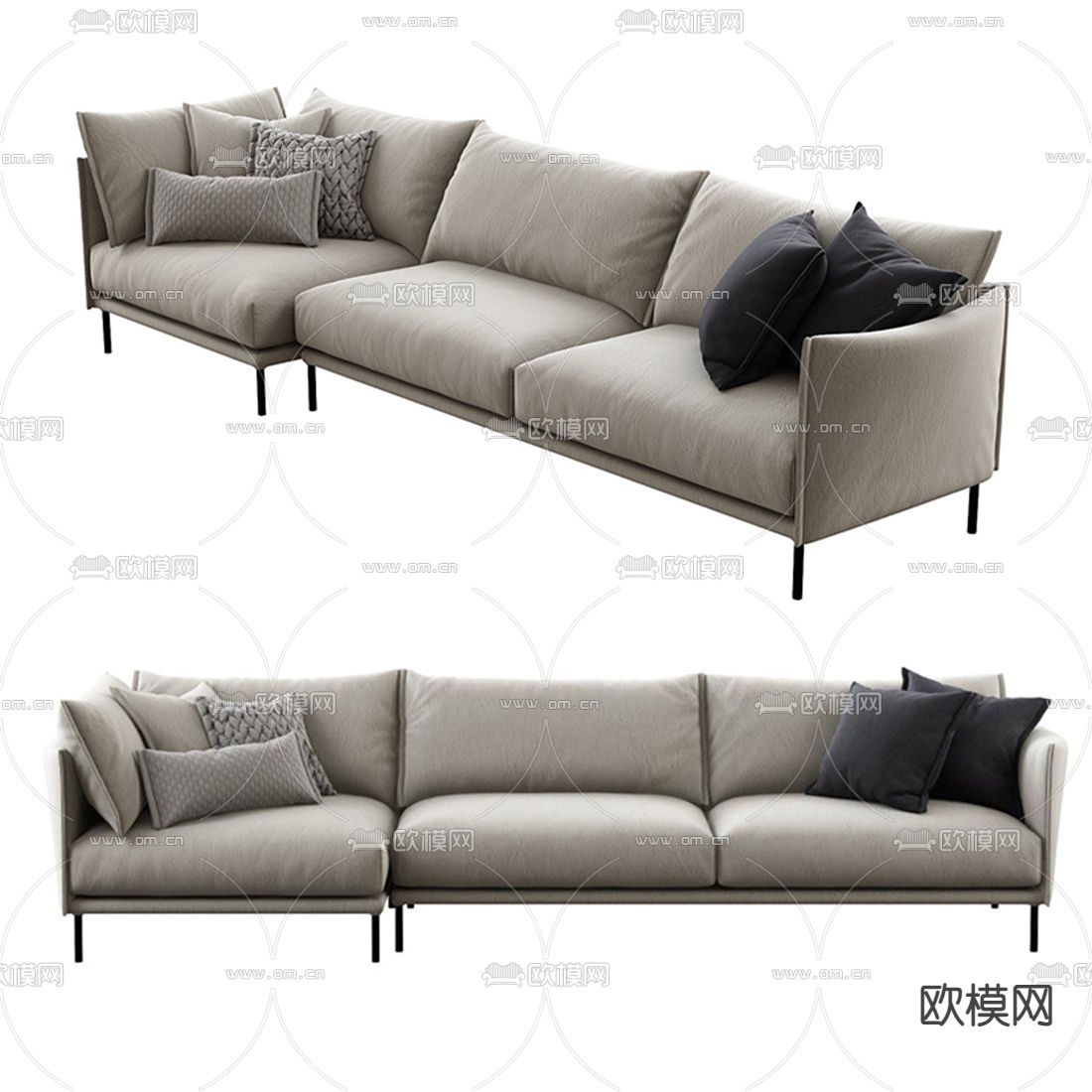 Moroso 多人沙发 三人沙发3d模型下载（渲染图1）