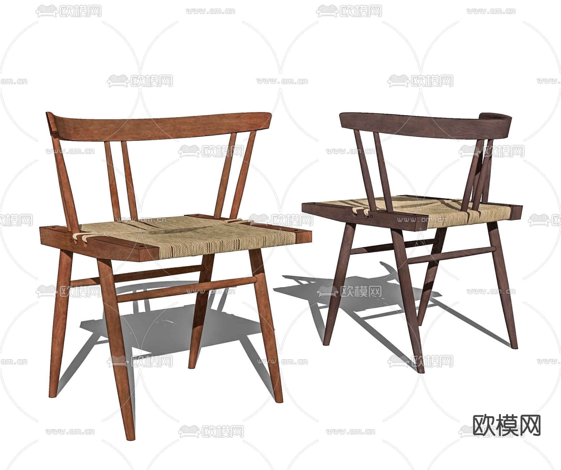 侘寂风单椅餐椅su模型