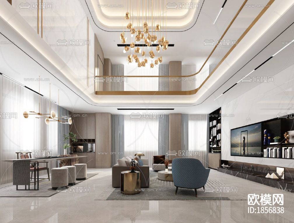 复式别墅cad平面图下载（渲染图6）