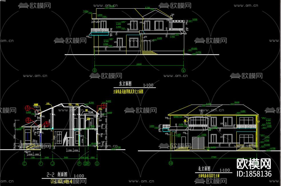 别墅cad施工图下载（渲染图6）