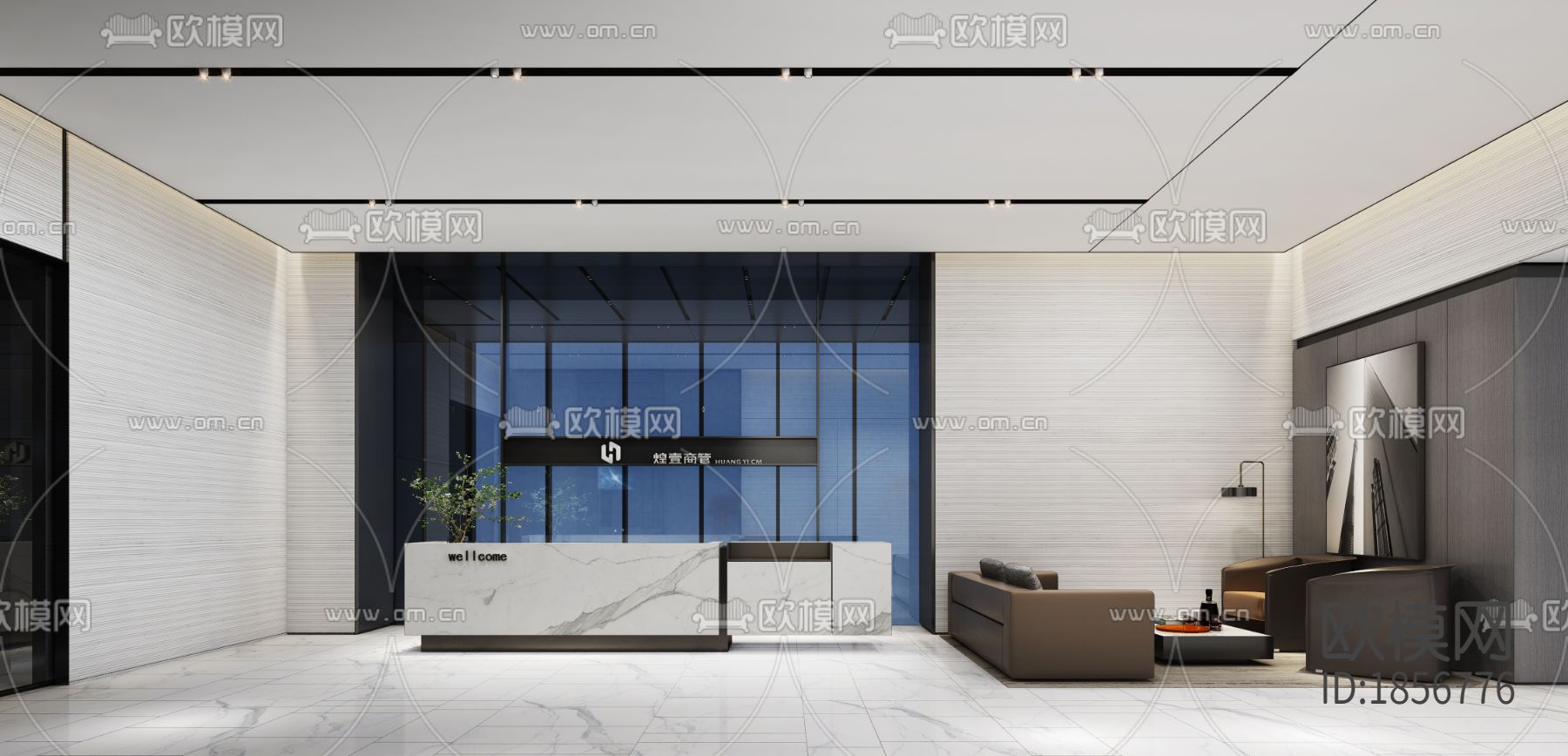 恒荣立方中心17F煌壹商管cad施工图下载（渲染图2）