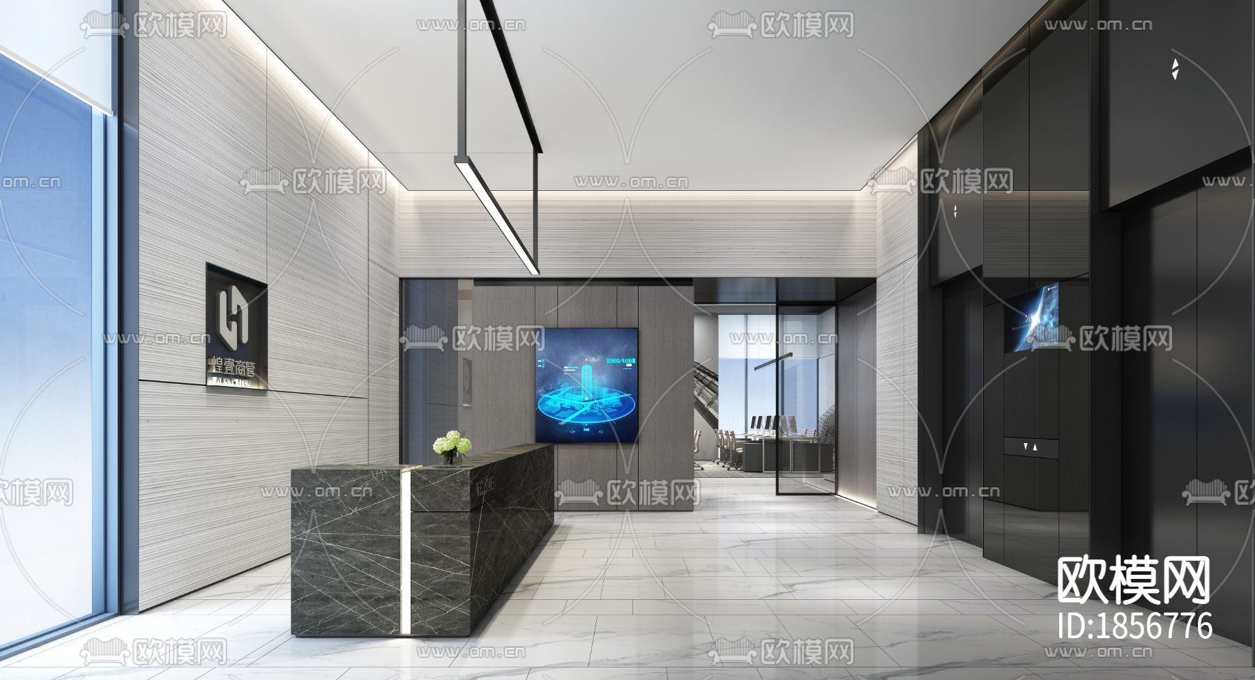 恒荣立方中心17F煌壹商管cad施工图下载（渲染图7）