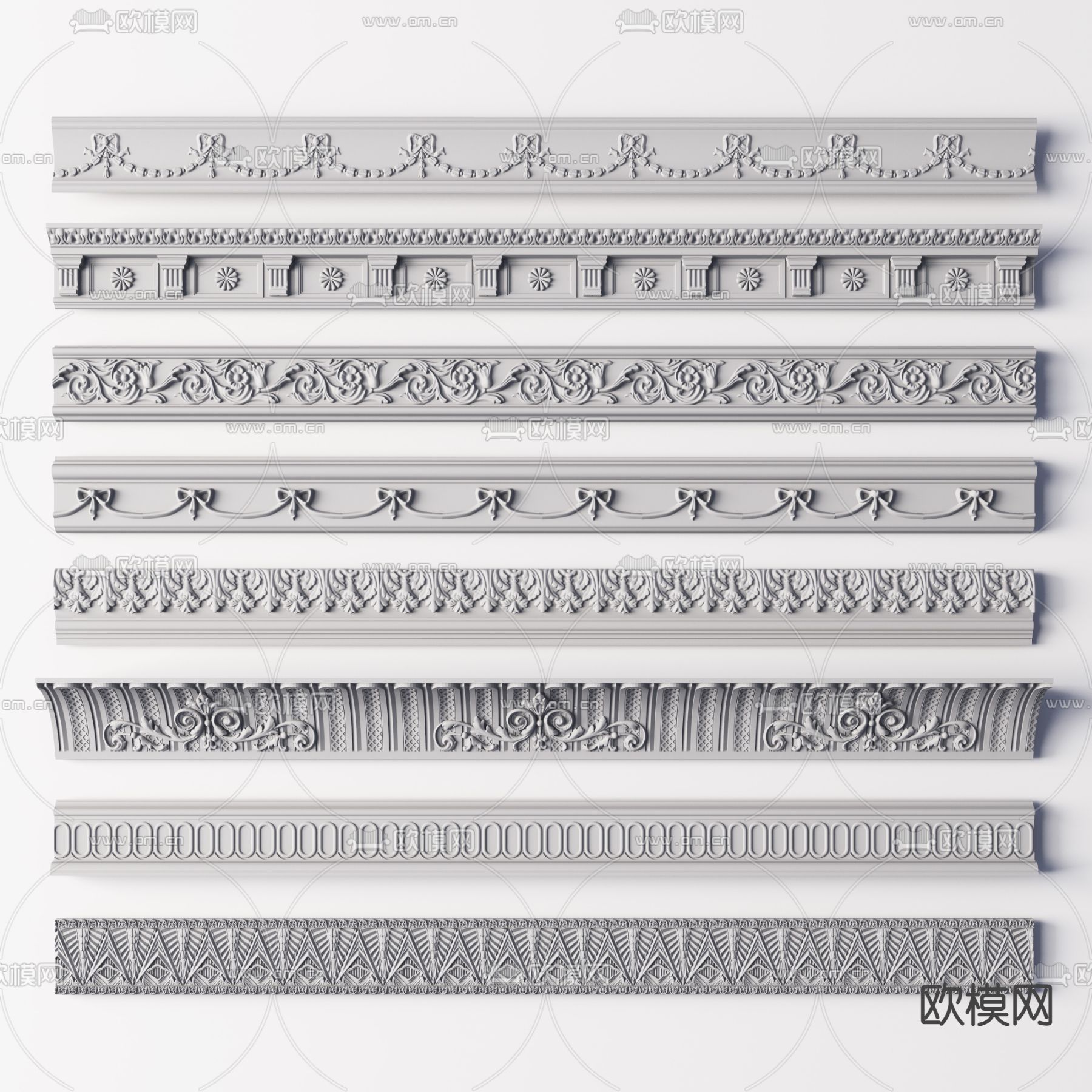 欧式雕花石膏线条3d模型下载