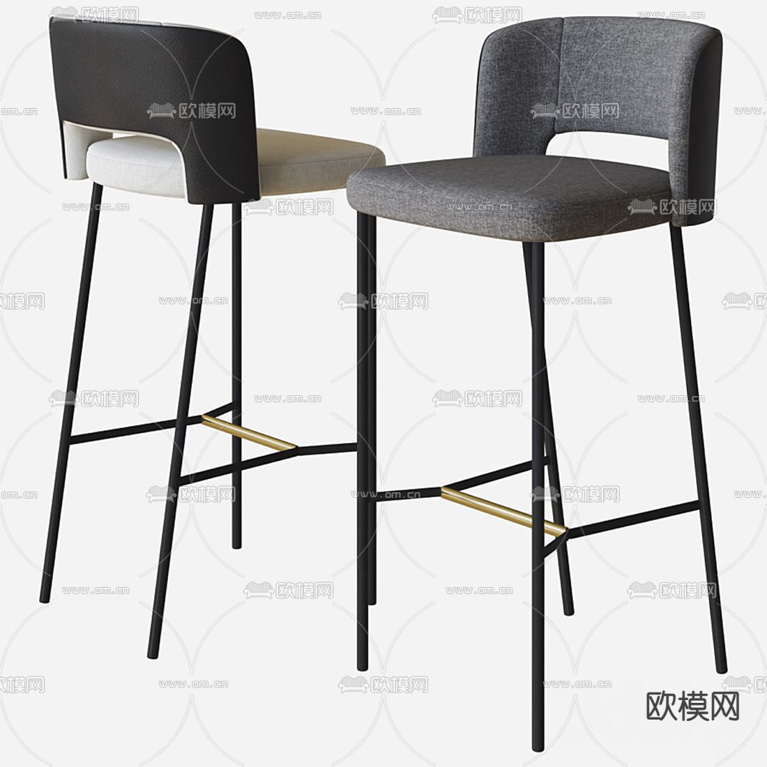 现代吧台椅3d模型下载（渲染图2）