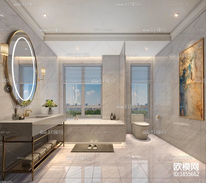 山东安德湖别墅样板间CAD施工图下载（渲染图4）