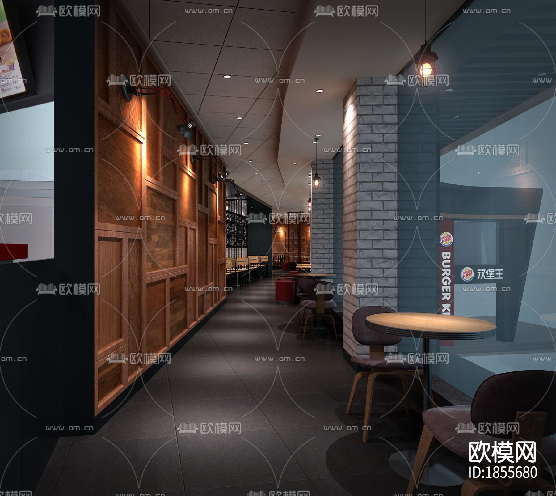汉堡王效果图+施工图+预算+结算下载（渲染图4）