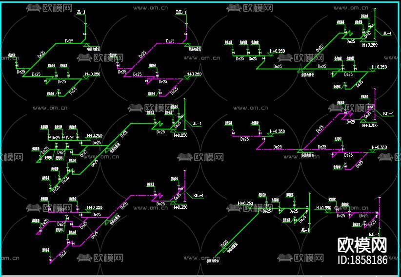 中式别墅cad施工图下载（渲染图3）