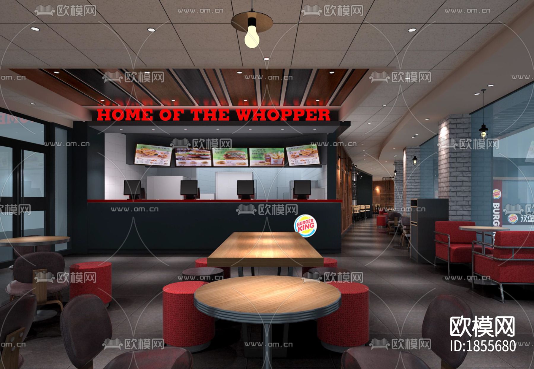 汉堡王效果图+施工图+预算+结算下载（渲染图5）