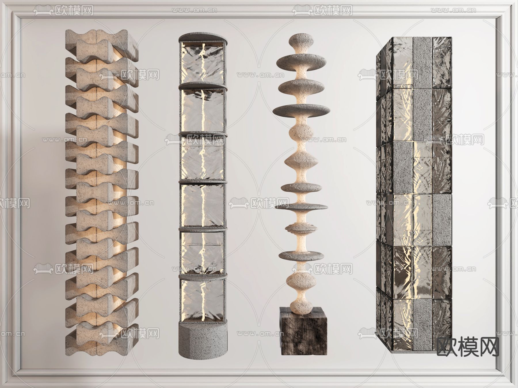 侘寂玻璃落地灯3d模型下载