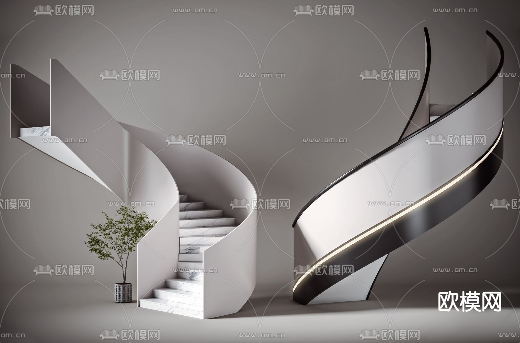 现代旋转楼梯3d模型